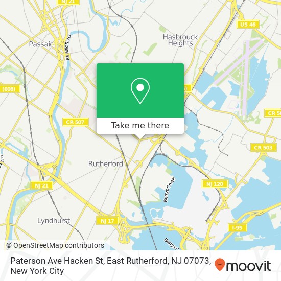 Paterson Ave Hacken St, East Rutherford, NJ 07073 map