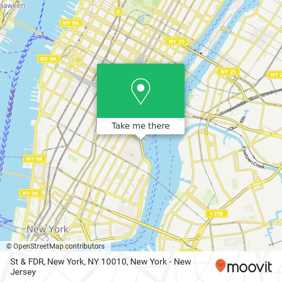 St & FDR, New York, NY 10010 map