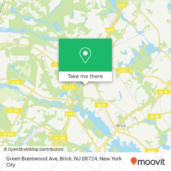 Mapa de Green Brentwood Ave, Brick, NJ 08724