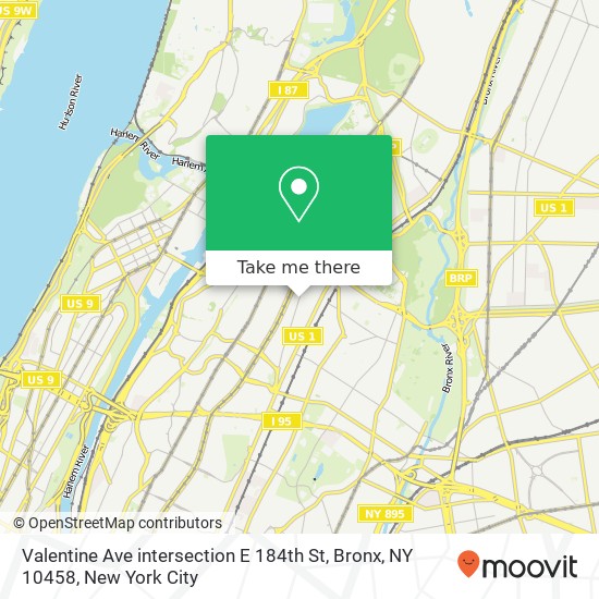 Mapa de Valentine Ave intersection E 184th St, Bronx, NY 10458