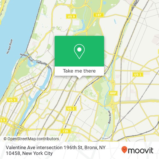 Mapa de Valentine Ave intersection 196th St, Bronx, NY 10458