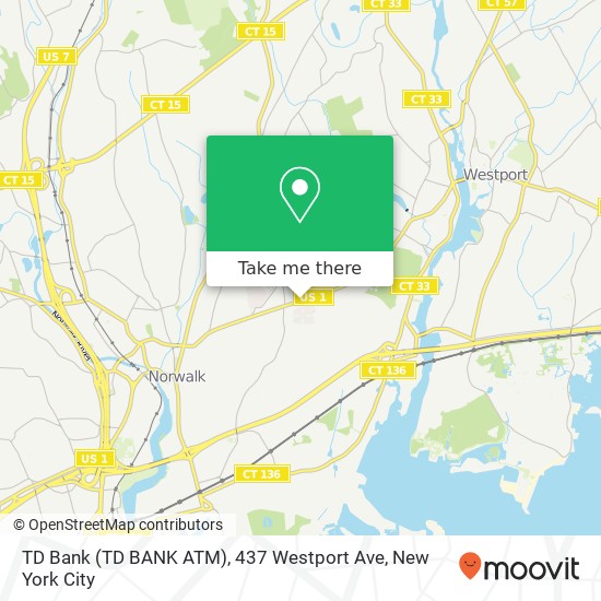TD Bank (TD BANK ATM), 437 Westport Ave map