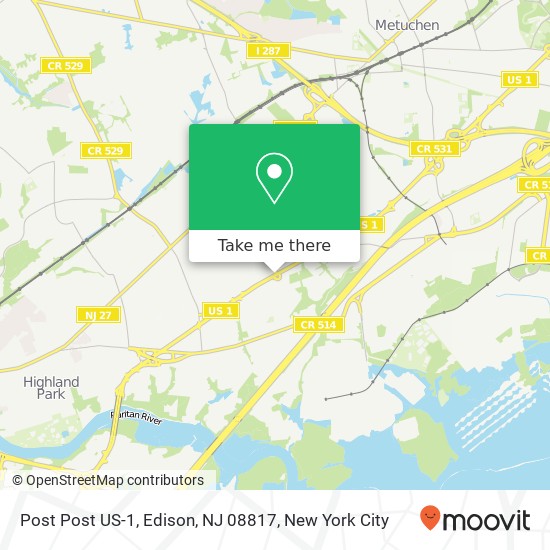 Mapa de Post Post US-1, Edison, NJ 08817