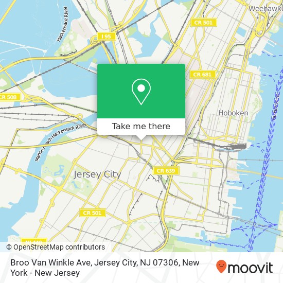 Mapa de Broo Van Winkle Ave, Jersey City, NJ 07306