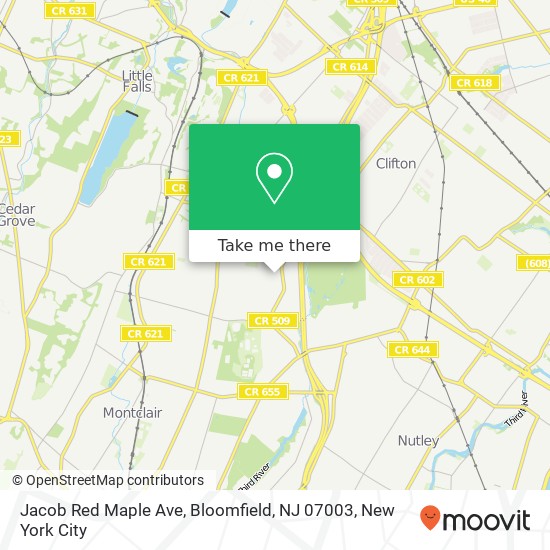 Mapa de Jacob Red Maple Ave, Bloomfield, NJ 07003