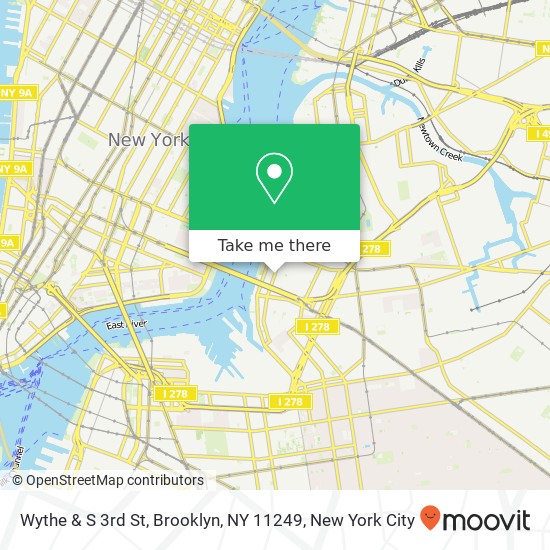 Mapa de Wythe & S 3rd St, Brooklyn, NY 11249