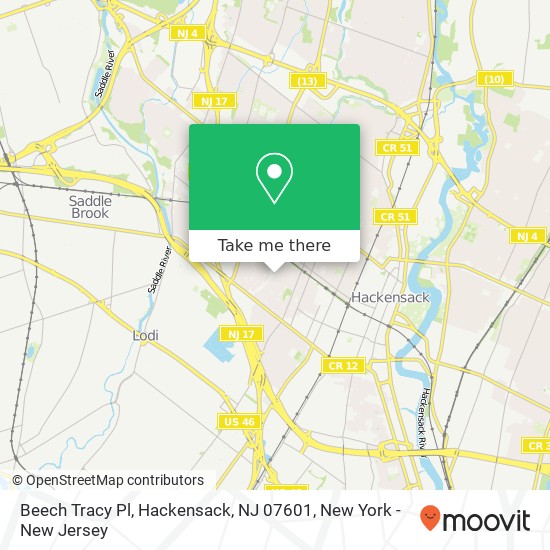 Mapa de Beech Tracy Pl, Hackensack, NJ 07601