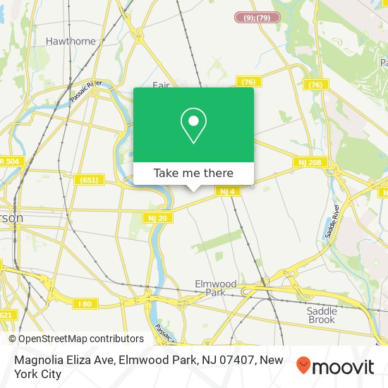 Mapa de Magnolia Eliza Ave, Elmwood Park, NJ 07407