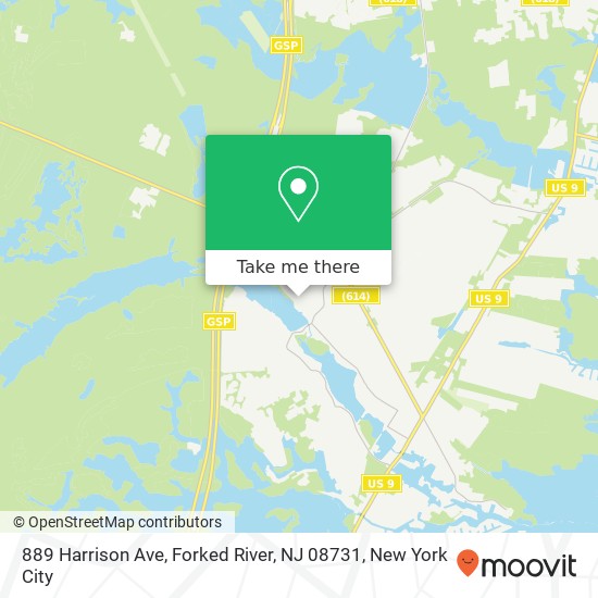 Mapa de 889 Harrison Ave, Forked River, NJ 08731