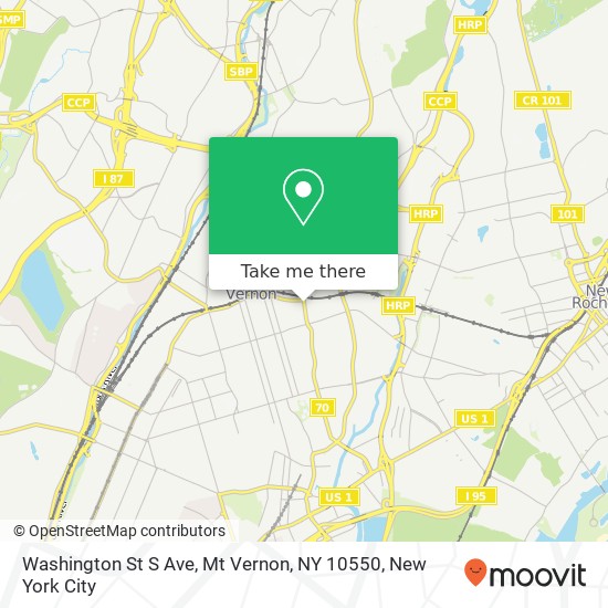 Washington St S Ave, Mt Vernon, NY 10550 map