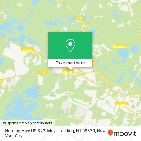 Mapa de Harding Hwy US-322, Mays Landing, NJ 08330