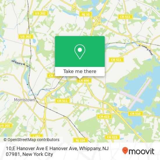 Mapa de 10,E Hanover Ave E Hanover Ave, Whippany, NJ 07981