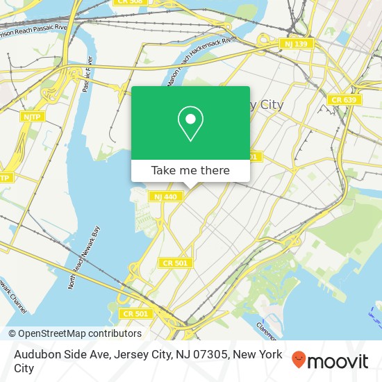 Mapa de Audubon Side Ave, Jersey City, NJ 07305