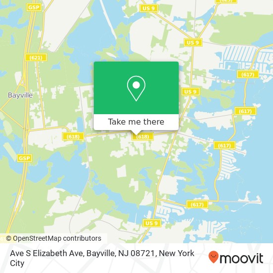 Mapa de Ave S Elizabeth Ave, Bayville, NJ 08721