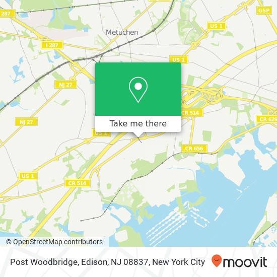 Mapa de Post Woodbridge, Edison, NJ 08837