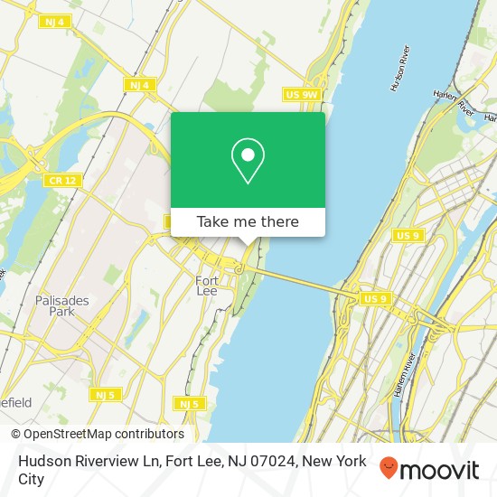 Hudson Riverview Ln, Fort Lee, NJ 07024 map