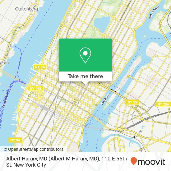 Mapa de Albert Harary, MD (Albert M Harary, MD), 110 E 55th St