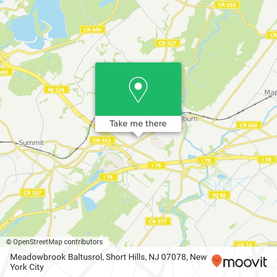 Meadowbrook Baltusrol, Short Hills, NJ 07078 map