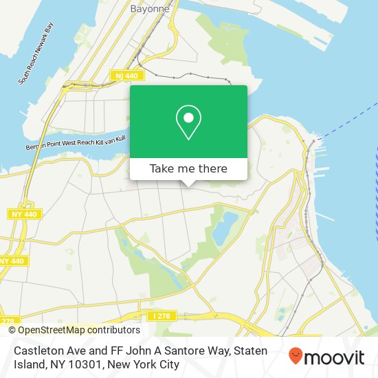 Mapa de Castleton Ave and FF John A Santore Way, Staten Island, NY 10301