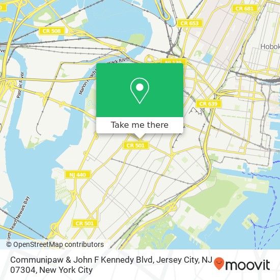 Mapa de Communipaw & John F Kennedy Blvd, Jersey City, NJ 07304