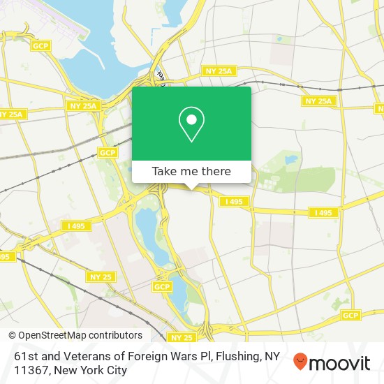 61st and Veterans of Foreign Wars Pl, Flushing, NY 11367 map