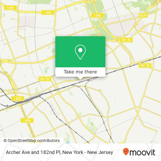 Archer Ave and 182nd Pl map