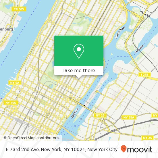 Mapa de E 73rd 2nd Ave, New York, NY 10021