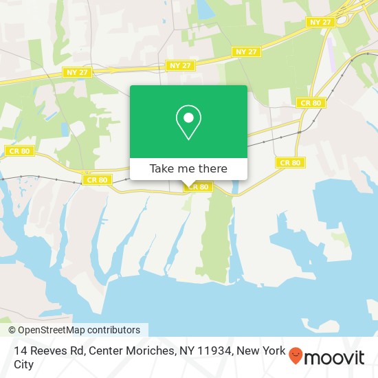 Mapa de 14 Reeves Rd, Center Moriches, NY 11934