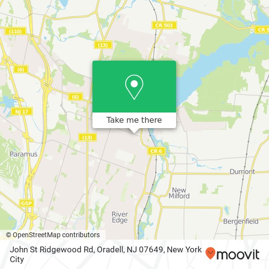 John St Ridgewood Rd, Oradell, NJ 07649 map