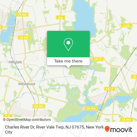 Mapa de Charles River Dr, River Vale Twp, NJ 07675