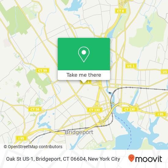 Oak St US-1, Bridgeport, CT 06604 map