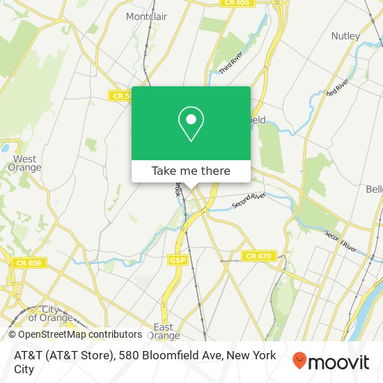AT&T (AT&T Store), 580 Bloomfield Ave map