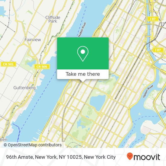 96th Amste, New York, NY 10025 map