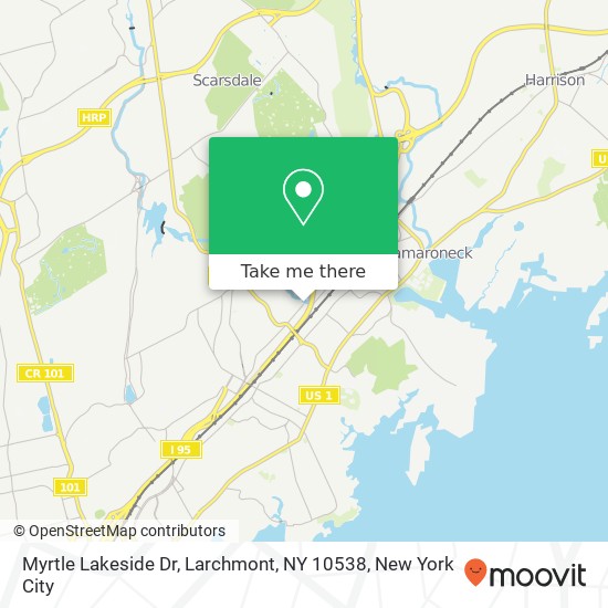 Mapa de Myrtle Lakeside Dr, Larchmont, NY 10538