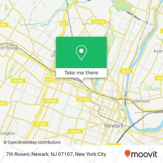Mapa de 7th Rosevi, Newark, NJ 07107