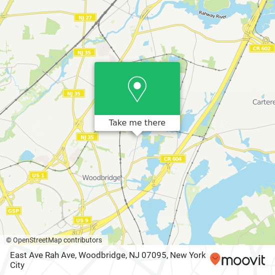 Mapa de East Ave Rah Ave, Woodbridge, NJ 07095