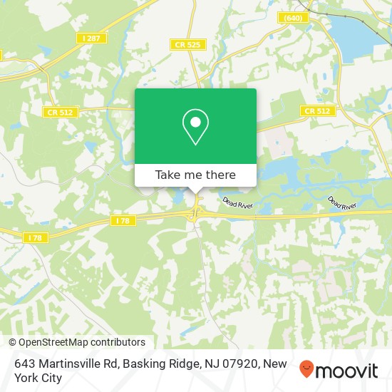 Mapa de 643 Martinsville Rd, Basking Ridge, NJ 07920