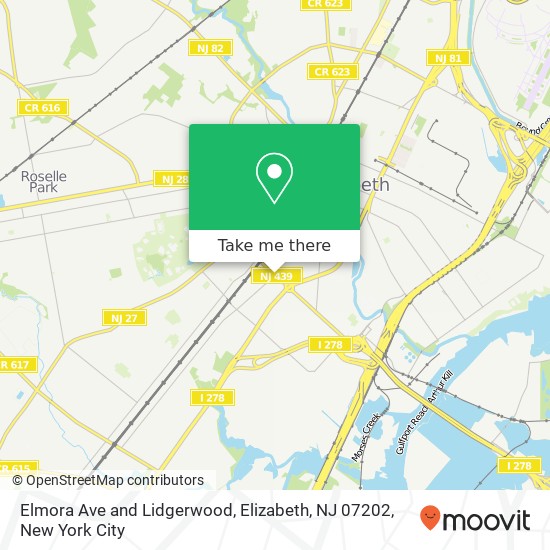 Mapa de Elmora Ave and Lidgerwood, Elizabeth, NJ 07202