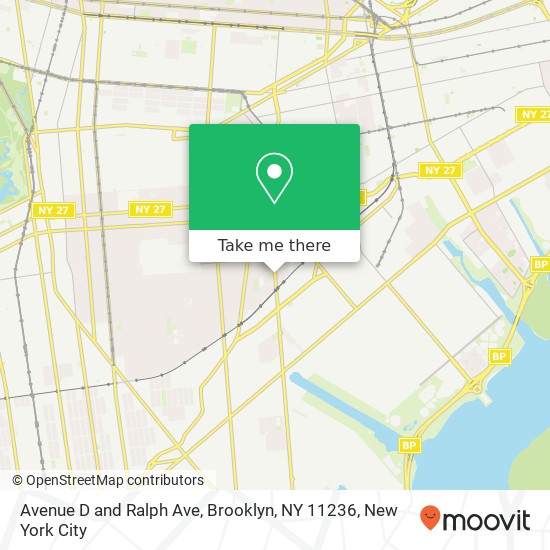 Mapa de Avenue D and Ralph Ave, Brooklyn, NY 11236