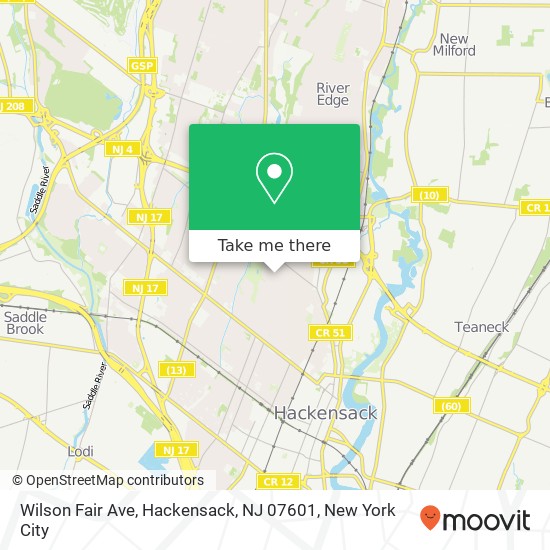 Mapa de Wilson Fair Ave, Hackensack, NJ 07601