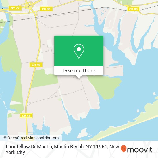 Longfellow Dr Mastic, Mastic Beach, NY 11951 map