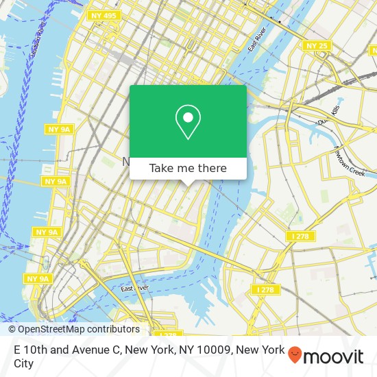 E 10th and Avenue C, New York, NY 10009 map