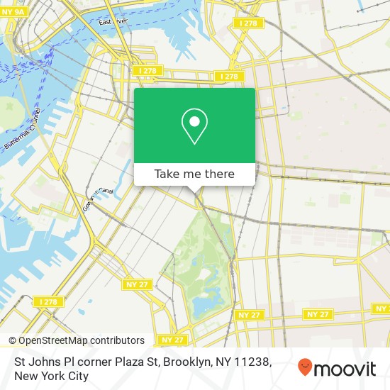 Mapa de St Johns Pl corner Plaza St, Brooklyn, NY 11238