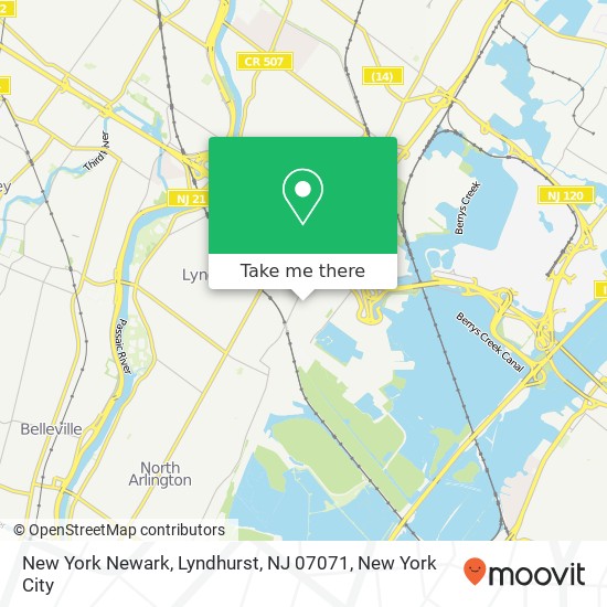 Mapa de New York Newark, Lyndhurst, NJ 07071
