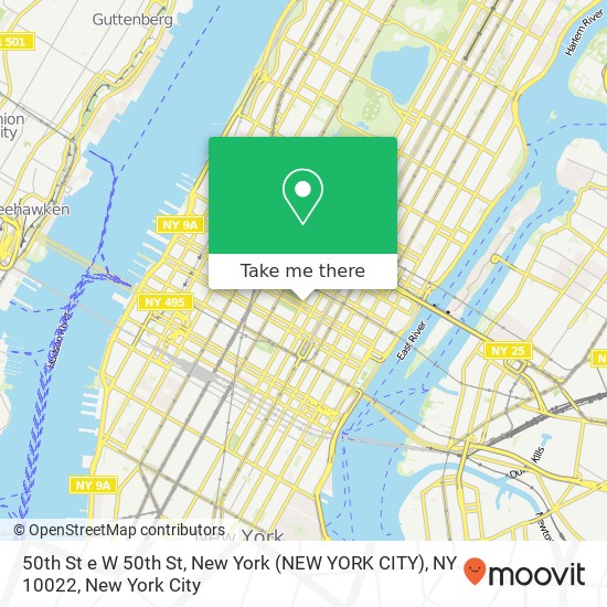 50th St e W 50th St, New York (NEW YORK CITY), NY 10022 map