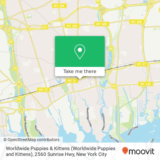 Mapa de Worldwide Puppies & Kittens (Worldwide Puppies and Kittens), 2560 Sunrise Hwy