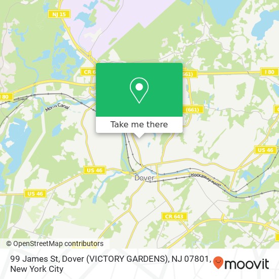 Mapa de 99 James St, Dover (VICTORY GARDENS), NJ 07801