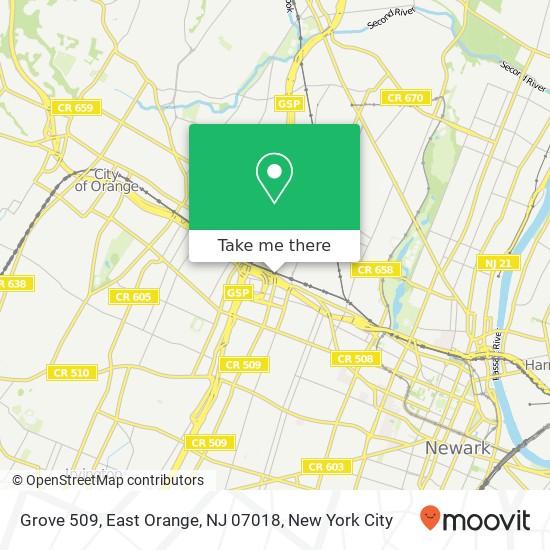 Mapa de Grove 509, East Orange, NJ 07018