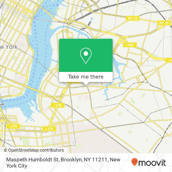 Mapa de Maspeth Humboldt St, Brooklyn, NY 11211