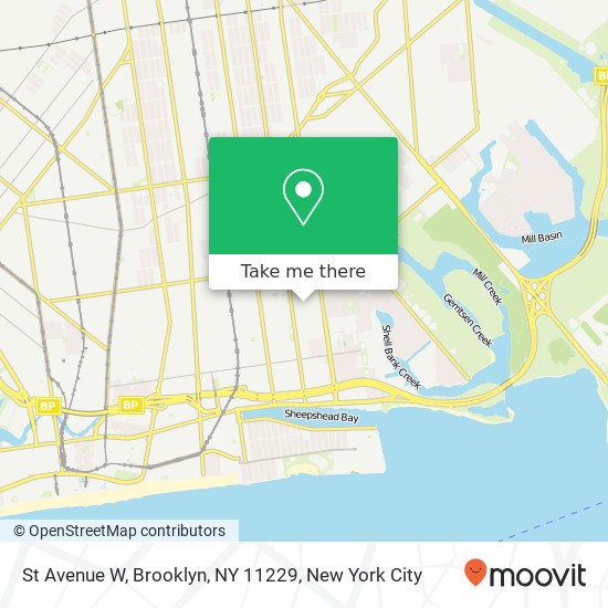 Mapa de St Avenue W, Brooklyn, NY 11229